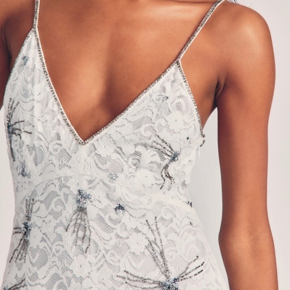 loveshackfancy white lace crystal sage burst embellished gown size 6 nwot - Picture 12 of 13